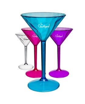 Crystal Textured Party-On Colored Martini Glasses