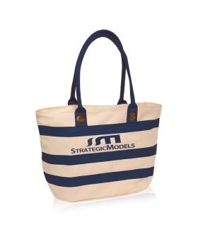 10 Oz Highly Durable Striped Cotton Canvas Nautical Beach Themed Tote Bag