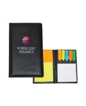 Textured Leatherette Cover Sticky Notes and Flags Desk Set