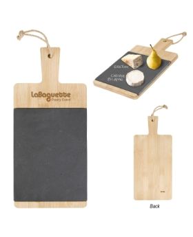 Classic Black Slate and Bamboo Wood Cheese and Charcuterie Board