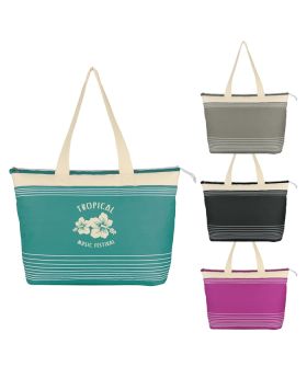 Zippered Shoulder Tote with Stripes and Attractive Colors