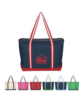 Heavy Weight Zippered Tote with Stripe Straps