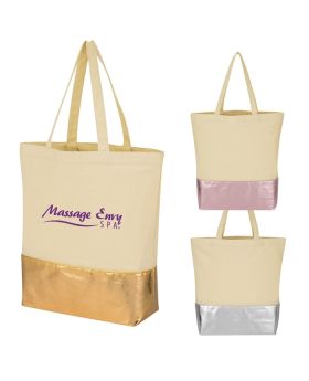 Quality 12 Oz Canvas Tote Bag with Metallic Gold or Silver Base