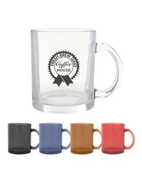 12 Oz Glass Mugs in Clear or Colored Glass