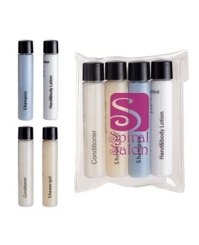 Four Piece Travel Amenities Tubes in Case