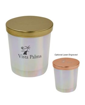 Iridescent White Pearlized 5.5 Oz Candle with Metal Lid - VSPE (Value Speed)