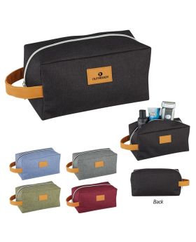 Heathered PolyCanvas Dopp Kit with Leatherette Strap