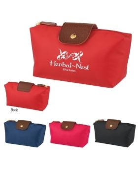 Handy Cosmetics Bag with Leatherette Flap
