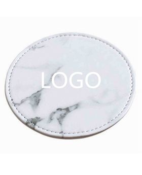 Marble Designer Leather Coasters Set of 6 with Holder