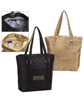 Designer Quilted Collection Zippered Tote Bag