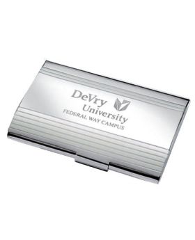Silver Ribbed Business Card Holder