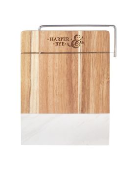 Premium High-End Marble and Acacia Wood Cheese Cutting Board with Slicer