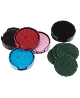 Set of 4 Custom Premium Leather Coasters