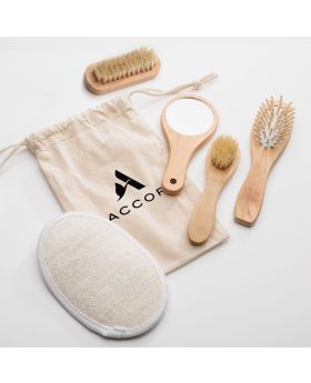 Spa Bath Kit 5 Piece with Mirror Scrubber with Lovely Pouch