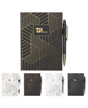 Metallic Custom Branded Journal and Pen Set 5.75 x 7