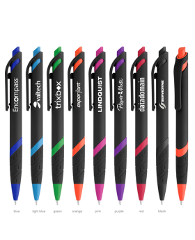 Modern Matte Black Pen with Bright Bold Color Accents