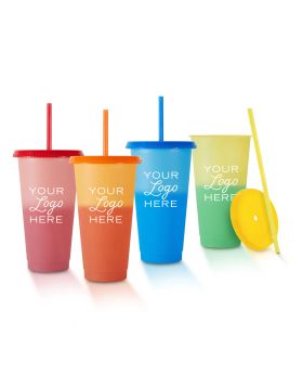 24 Oz Color Changing Tumbler with Straw
