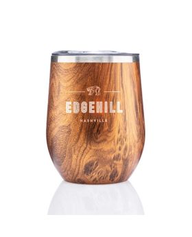 12 Oz Woodgrain Stainless Steel Stemless Cup Tumbler
