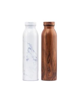 20 Oz Designer Stainless Steel Bottle in Marble or Wood Grain