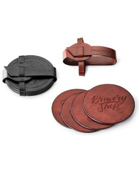 Italian Style Faux Leather Coasters Gift Set of 4