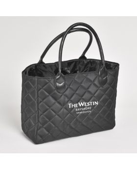 Luxury Quilted Tote Bag with Faux Leather Straps