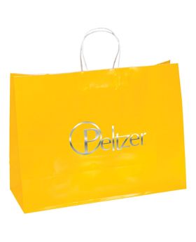 Colored Glossy Paper Foil Imprint Tote Horizontal 16 Wide