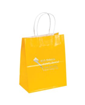 Colored Glossy Paper Foil Imprint Tote Vertical 9.75 Tall