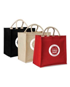 Designer Jute and Cotton Laminated Tote Bag with Cotton Handles