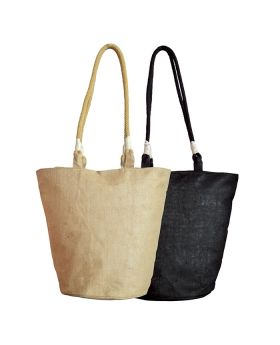 Designer Jute and Burlap Tote Bag with Rope Should Strap Handles