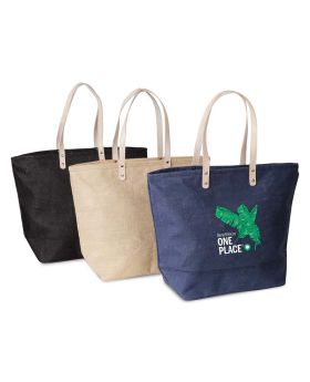 Resort Totes in Laminated Jute and Leather