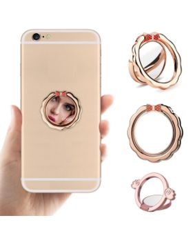 Combo Mirror and Cell Phone Ring Stand and Finger Grip