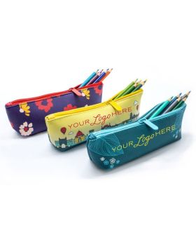 Premium Thick Vegan Leather Pencil Pouch in Full Color Printing with Strap