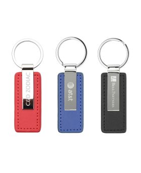 Deluxe Leatherette and Silver Metal Key Chain