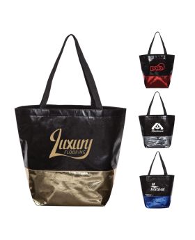Foldable PolyPro Metallic Accented NonWoven Tote Bag