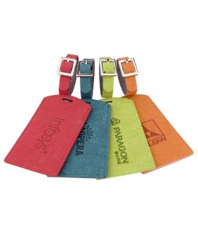 Colored Textured Faux Suede Luggage Tag