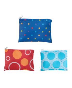 Circle and Dots Zippered Make-Up Pouch