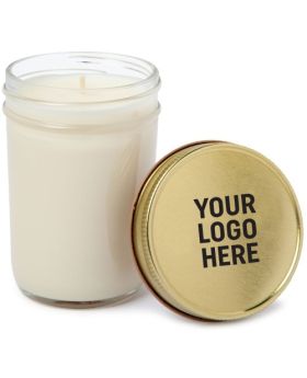 8 Oz. Custom Mason Jar Candle with Gold or Colored Lid - QHE (Quality High End)