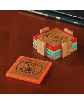 Color Play Bamboo 4-Gift Set Coasters
