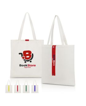 12 Oz Canvas Flat Tote with Color Accent Roll-Up Feature