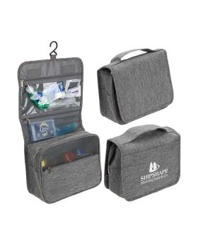 Heathered Gray Modern Hanging Amenities Travel Bag with Gusset