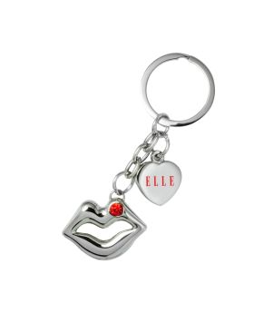 Silver Lips and Ruby Gem Key Chain