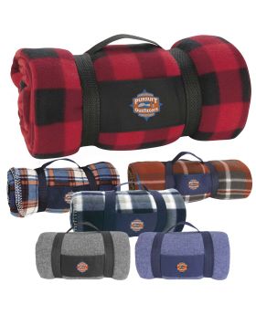 Portable Travel Picnic Blanket in Plaid or Heathered Colors