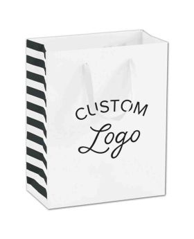 Designer Stripes Accented Paper Shopper Tote Small 8x4x10