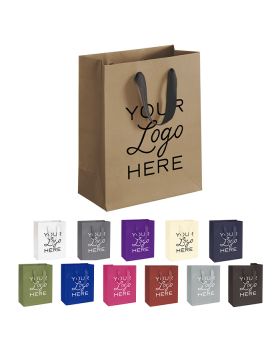 Custom Logo Matte Designer Paper Shopper Tote Allover Imprint 8x4x10
