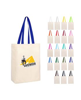 5 Oz Cotton Expo or Grocery Tote with Colored Handles
