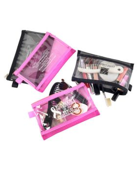 Mesh and Clear Vinyl Cosmetic Pouch