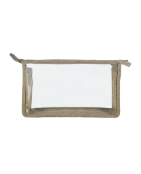 Wholesale Natural Trim and Clear Vinyl Zippered Pouch